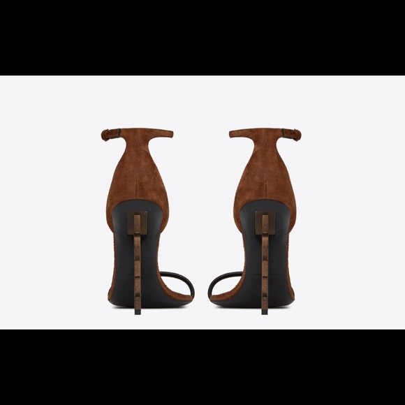 NEW YSL OPYUM SUEDE SANDALS W/ GOLD HEEL - Picture 4 of 7